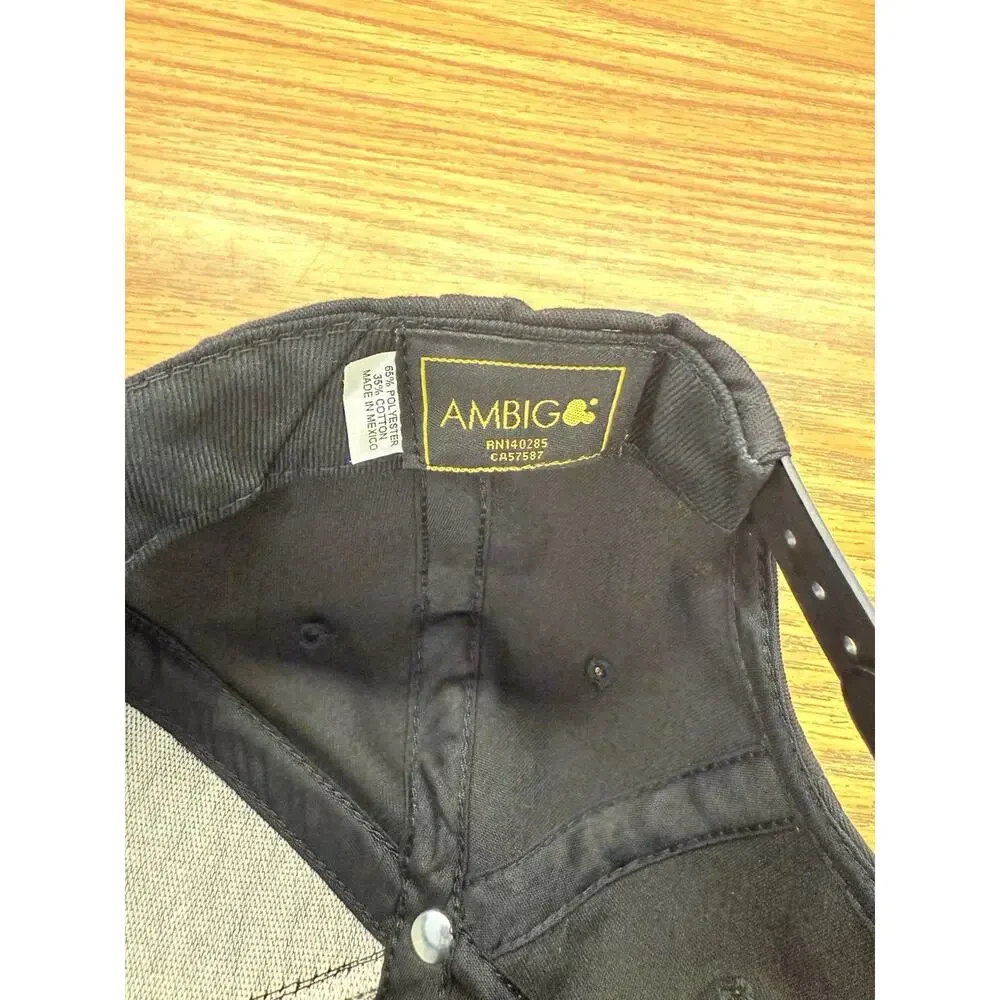 Ambig Black Snapback Hat White Logo Streetwear Cap Green Underbrim OSFM